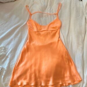 Zara orange satin mini dress size small